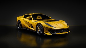 Ferrari 812 Competizione, 2023, Dark background, Yellow cars, 4K wallpaper