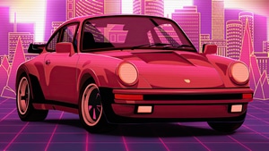 Porsche, Cars, Artist, Artwork, Digital Art, Behance, Retrowave, 4K wallpaper