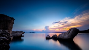 Rocks, Nature, Reflection, 4K wallpaper
