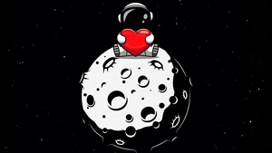 Astronaut, Moon, Artist, Artwork, Digital Art, Dark, Heart, Love, 4K wallpaper