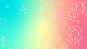 PlayStation, Icons, Gradient background, 4K wallpaper