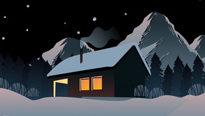 House, Mountains, Artist, Artwork, Digital Art, Illustration, 4K wallpaper