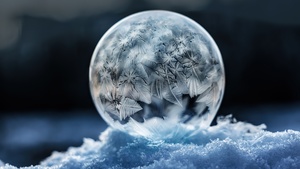 Frozen bubble, Soap Bubble, Crystal, Winter snow, Frosty, Macro, 4K wallpaper