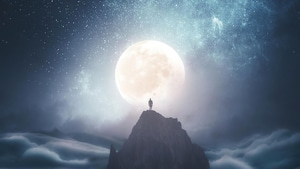 Alone, Moon, Artist, Artwork, Digital Art, 4K wallpaper