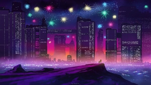 Synthwave, Retrowave, Artist, Artwork, Digital Art, Happy New Year, Artstation, 4K wallpaper