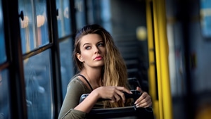 Girls, Blonde, Bus, Model, 4K wallpaper