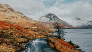 Lake, Mountains, Landscape, Nature, 4K wallpaper