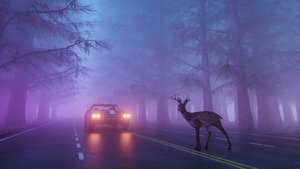 Road, Reindeer, Artist, Artwork, Digital Art, Behance, 4K wallpaper