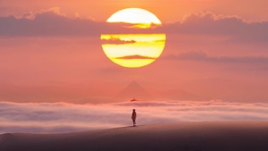 Alone, Artist, Artwork, Digital Art, Sunset, Pyramid, 4K wallpaper