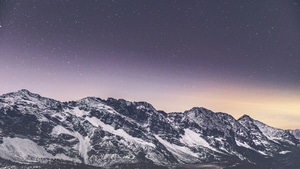 Mountains, Stars, Snow, Nature, 4K wallpaper