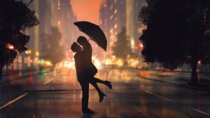 Love, Couple, Umbrella, Artist, Artwork, Digital Art, 4K wallpaper