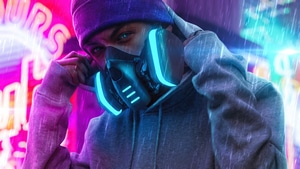 Hoodie, Headphones, Neon, Artist, Artwork, Digital Art, 4K wallpaper