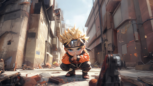 Naruto Uzumaki, Chibi, AI art, 4K wallpaper