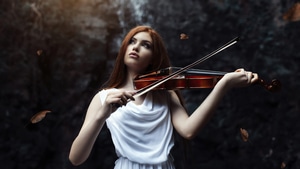 Girls, Model, Violin, 4K wallpaper