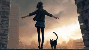 Girl, Cat, Artist, Artwork, Digital Art, 4K wallpaper