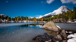 Lake, Nature, Mountains, Landscape, 4K wallpaper
