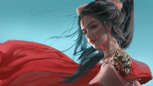 Fantasy Girls, Bride, Red Dress, Artist, Artwork, Digital Art, Artstation, 4K wallpaper