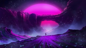 Synthwave, Sunset, Artist, Artwork, Digital Art, Artstation, 4K wallpaper