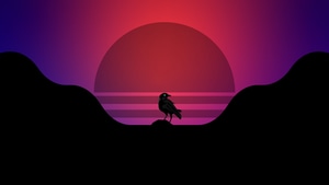 Birds, Artist, Artwork, Digital Art, Minimalism, Minimalist, Synthwave, 4K wallpaper