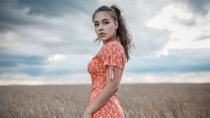 Alina Sabirova, Girls, Model, Field, 4K wallpaper