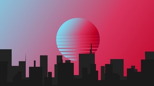 City, Retrowave, Minimalism, Minimalist, Artist, Artwork, Digital Art, 4K wallpaper