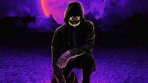 Neon, Mask, Artist, Artwork, Digital Art, Hoodie, 4K wallpaper