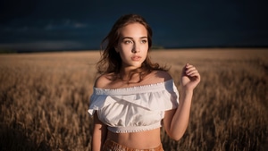 Alina Sabirova, Girls, Model, Field, 4K wallpaper