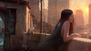 Alone, Balcony, Artist, Artwork, Digital Art, Artstation, 4K wallpaper