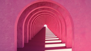 Pink aesthetic, Arches, Tunnel, 4K wallpaper