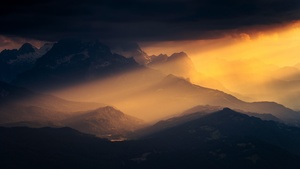 Sunlight, Bavarian Alps, Germany, Landscape, Cloudy, 4K wallpaper