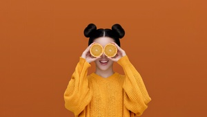 Girl, Orange, HarmonyOS, Stock, Orange aesthetic, 4K wallpaper