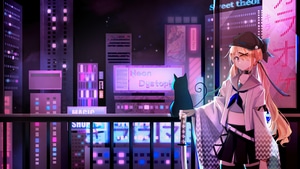 Anime Girl, Anime, Neon, Artist, Artwork, Digital Art, 4K wallpaper