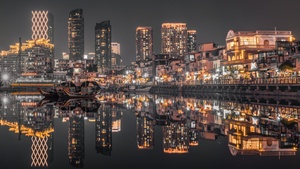 Hong Kong City Skyline, Night, Illumination, Night lights, City lights, Cityscape, 4K wallpaper