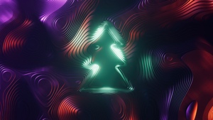 Christmas tree, Abstract art, Neon glow, Futuristic, Gradient Abstract, Layers, Digital Art, Symmetry, 3D Art, Radiant, 4K wallpaper
