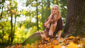Blonde, Autumn, Girls, Model, 4K wallpaper