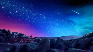 Night sky, Colorful, Magic, Stars, Milky Way, Surreal, Rocks, Desert, Blue aesthetic, 4K wallpaper