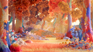 Autumn Forest, Digital Art, Serenity, Vibrant, Orange aesthetic, Fall, Sunlight, 4K wallpaper