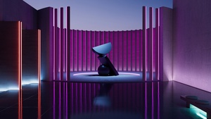 Sculpture, Modern architecture, Purple aesthetic, Surreal, 4K wallpaper