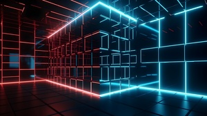Colorful, Neon Lights, Geometric, Futuristic, 4K wallpaper