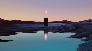 Monolith, Ultrawide, Sunset, Lake, Scenic, Surreal, Landscape, 4K wallpaper