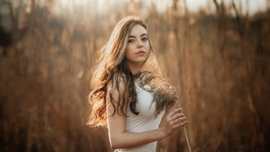 Girls, Model, Field, 4K wallpaper