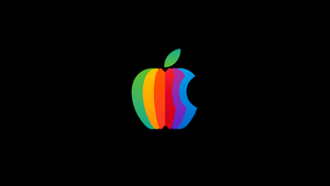 Rainbow, Apple logo, AMOLED, Colorful, Black background, 4K wallpaper