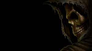 Grim Reaper, AMOLED, Skull, Spooky, Black background, 4K wallpaper