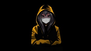 Anime Girl, Anime, Mask, Artist, Artwork, Digital Art, Minimalism, Minimalist, Dark, Black, 4K wallpaper