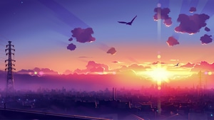 Anime, Birds, Artist, Artwork, Digital Art, 4K wallpaper