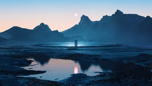 Monolith, Landscape, Ultrawide, Sunset, Scenic, Surreal, 4K wallpaper