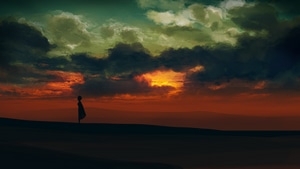 Alone, Sunset, Artist, Artwork, Digital Art, 4K wallpaper