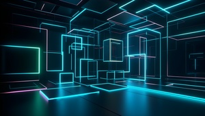 Modern lighting, Interior, Neon background, Geometric, 4K wallpaper