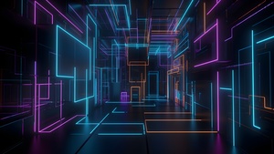 Neon background, Colorful, Digital Art, Glowing, Interior, 4K wallpaper