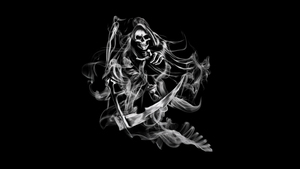 Grim Reaper, Smoke, Spooky, Black background, AMOLED, 4K wallpaper